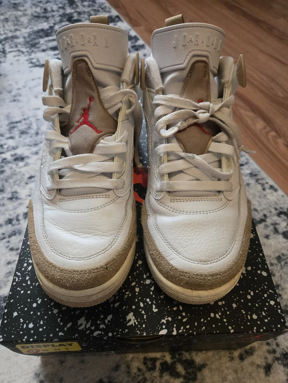 Jordan Retro Low-Top Sneakers in White, Tan & Red